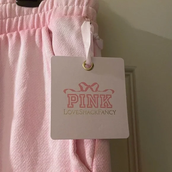 Victoria’s Secret Pink x LoveShackFancy Wide-Leg Sweatpants Pink Lollipop S Reg - Picture 4 of 7